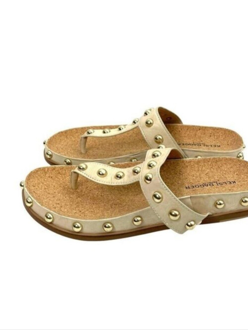 NEW Kelsi Dagger Brooklyn studded slide on sandals‎ Size 7.5 creamy white